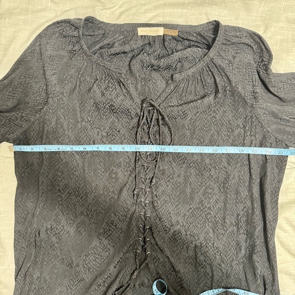 Ramy Brook Black Snake Print Bohemian Flowy Lace-Up Long Sleeve Blouse Sz M - Picture 7 of 8